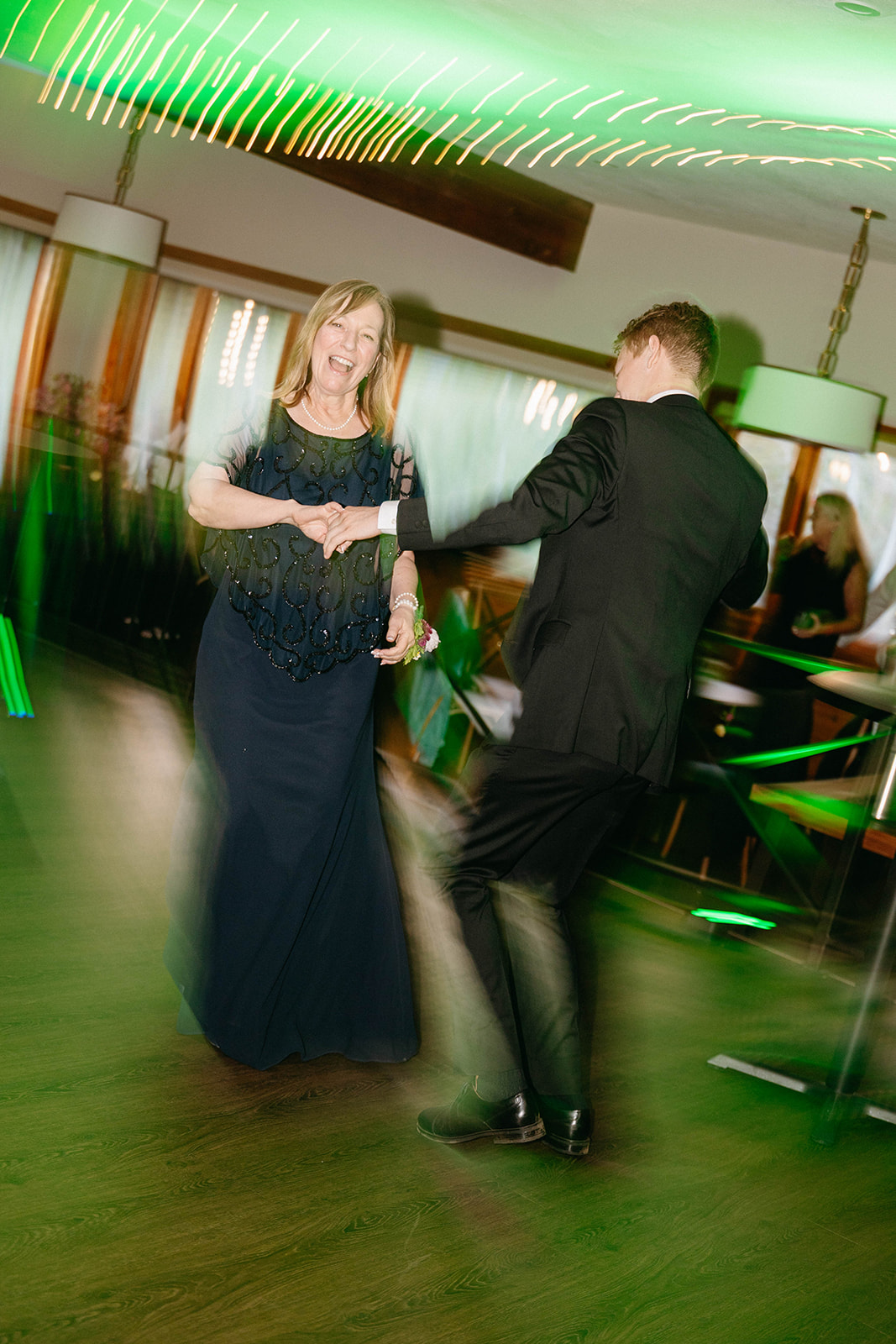 Jason and Amy celebrating — dancing / cocktail hour